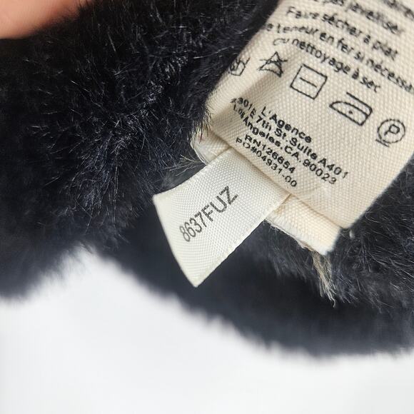 L'agence Saylor Cardigan Sweater Brown Black Faux Fur Houndstooth Cropped Size M - Picture 7 of 7